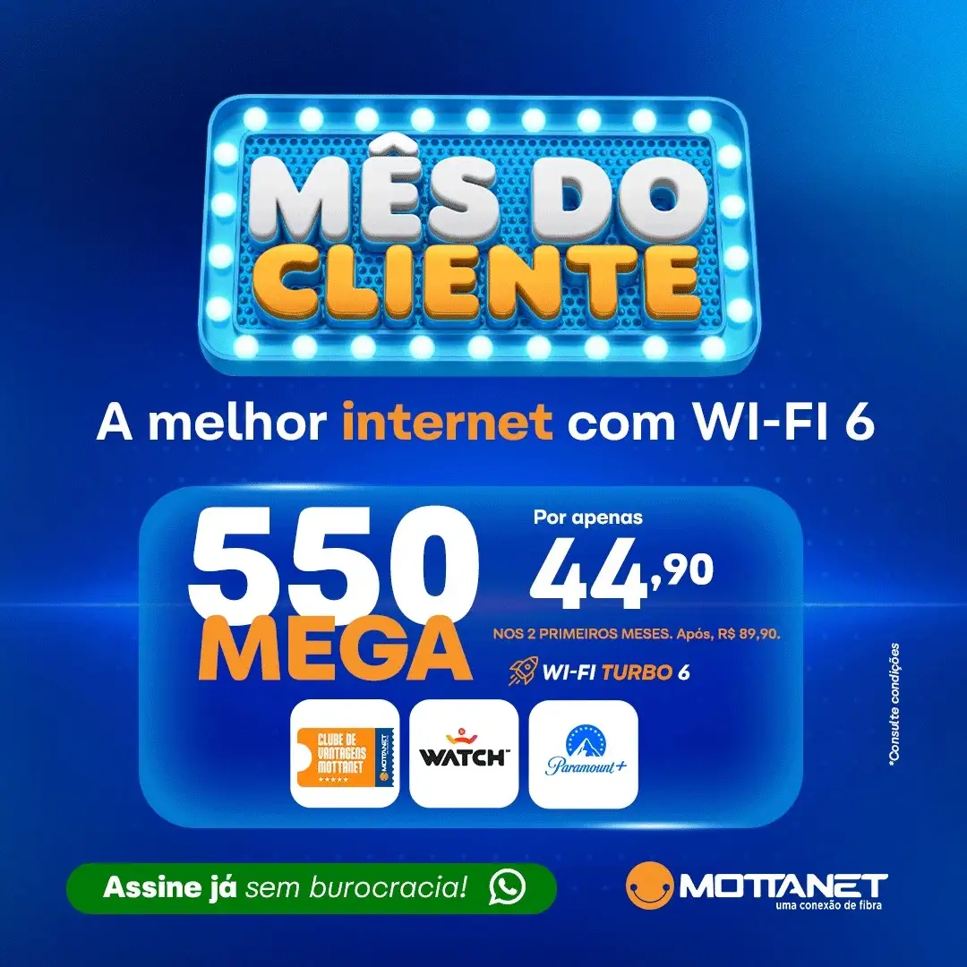 Promoção de Internet Fibra Mottanet