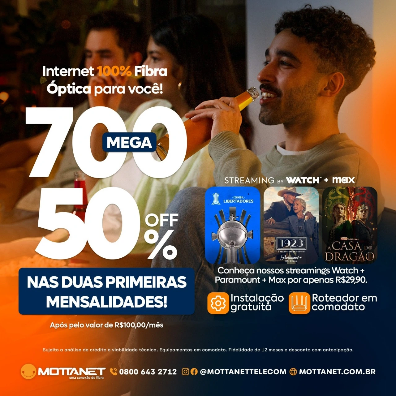 Promoção de Internet Fibra Mottanet